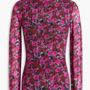 Ganni Floral Mesh Blouse